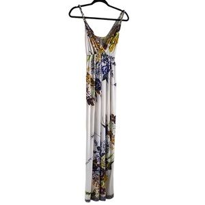 Floral Maxi Dress - White and Multicolor